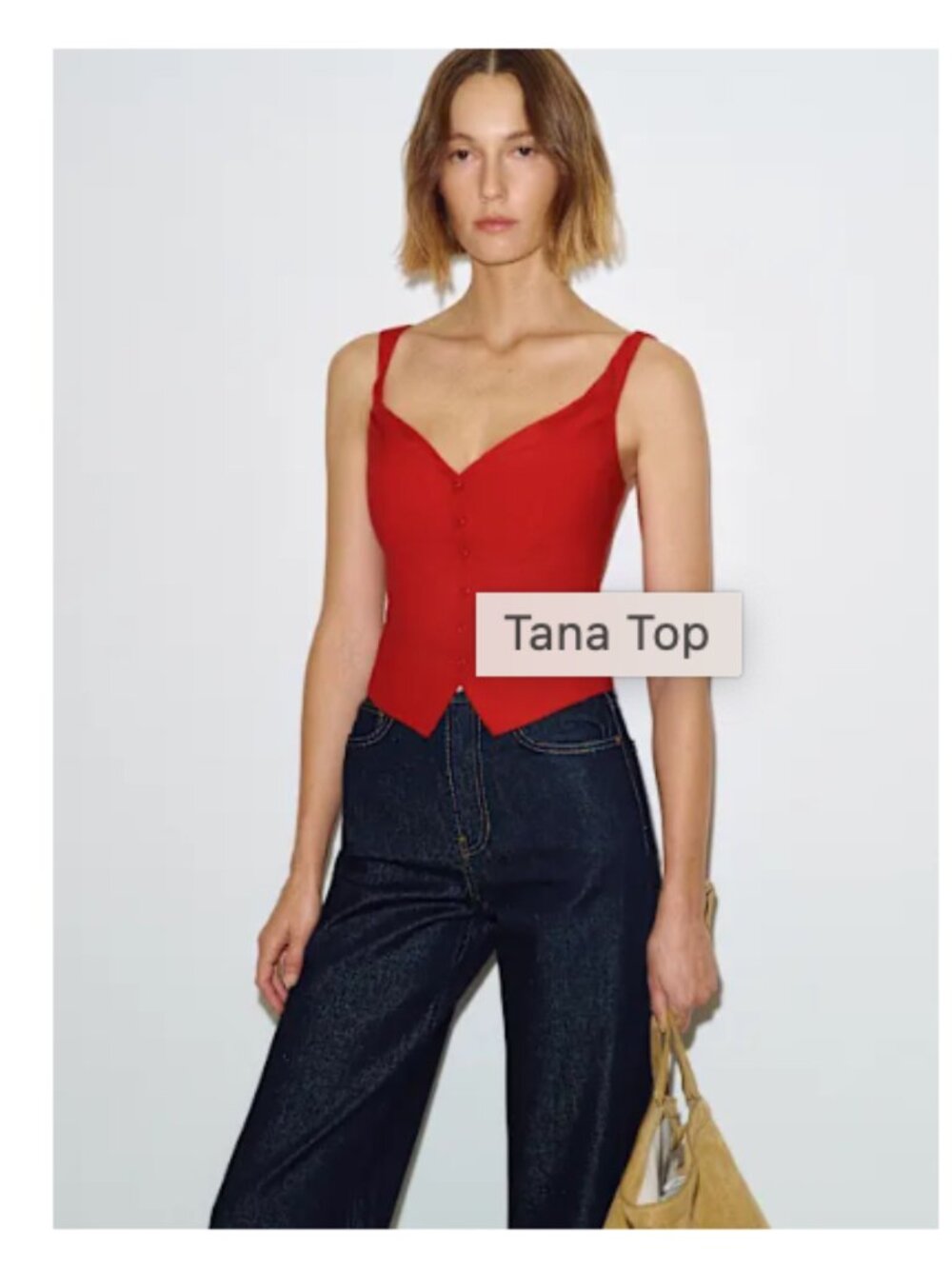 Reformation Tana Top Red - Size 2